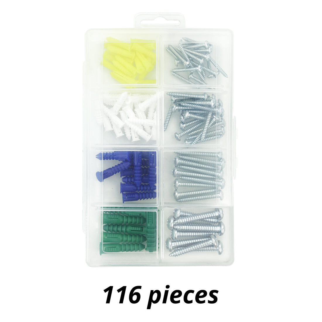 Plastic Drywall Wall Anchors Screw Assortment Kit 116PCS