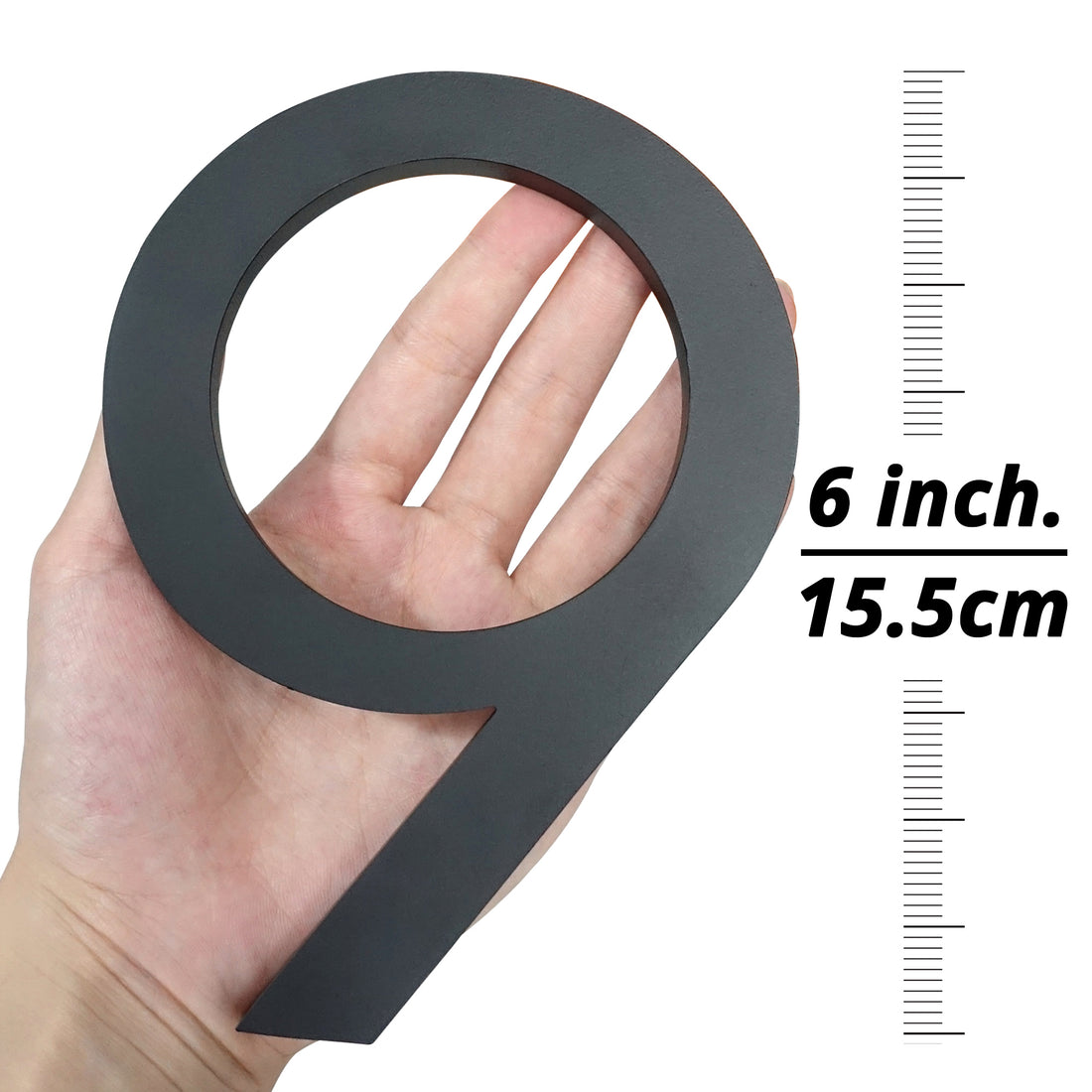 6 Inch (15 cm) House Number, Black Aluminium Alloy