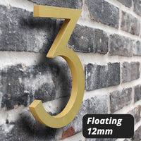 6 Inch (15 cm) House Number, Golden Aluminium Alloy