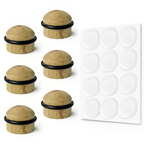 Door Stop Set (Beech Cylindrical, with Black Ring)