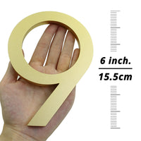 6 Inch (15 cm) House Number, Golden Aluminium Alloy