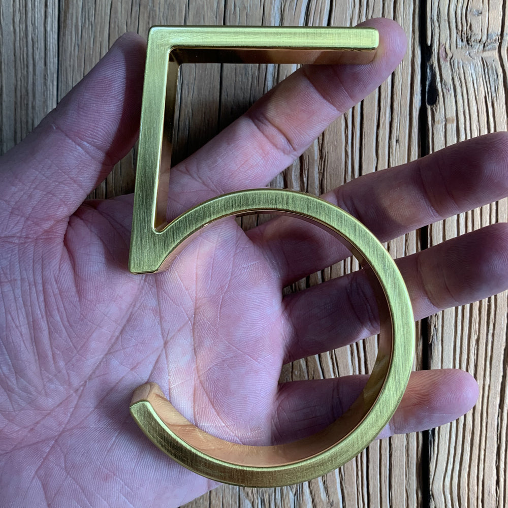 5 Inch (12 cm) House Number, Gloden Zinc Alloy