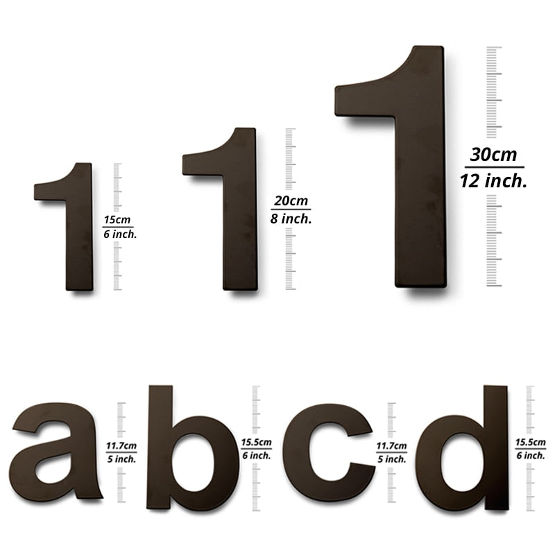 15/20/30cm House Number, Black 304 Stainless Steel