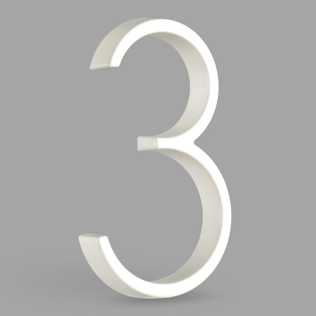5 Inch (12.5 cm) House Number, White Aluminum Alloy