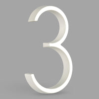 5 Inch (12.5 cm) House Number, White Aluminum Alloy