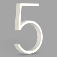 5 Inch (12.5 cm) House Number, White Aluminum Alloy