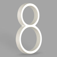 5 Inch (12.5 cm) House Number, White Aluminum Alloy