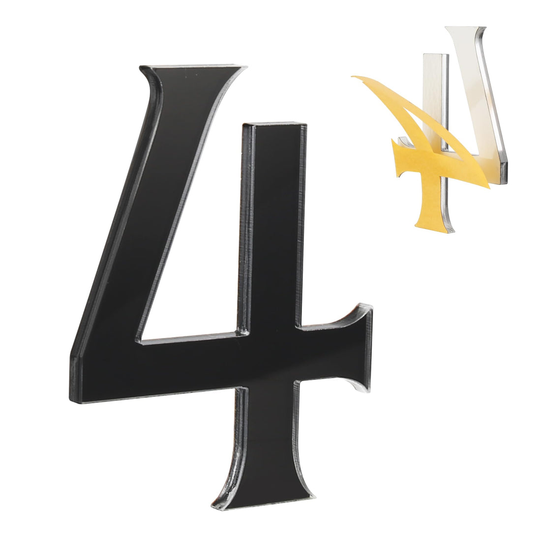 HASWARE 4 Inch Self-Adhesive House Number - Waterproof and Weather Resistant - Easy Installation for Mailbox, Posts, Door