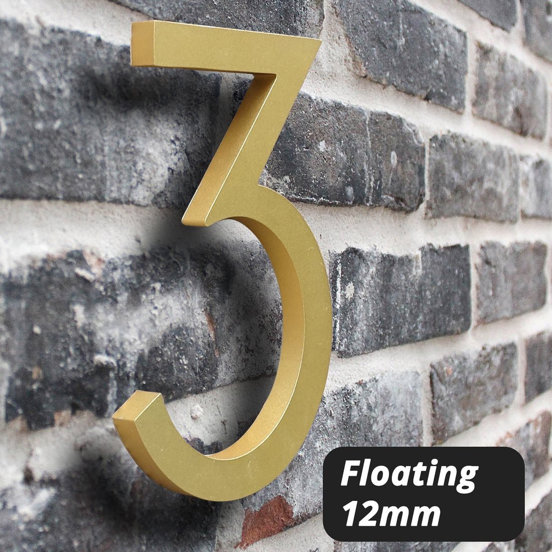 6 Inch (15 cm) House Number, Golden Aluminium Alloy