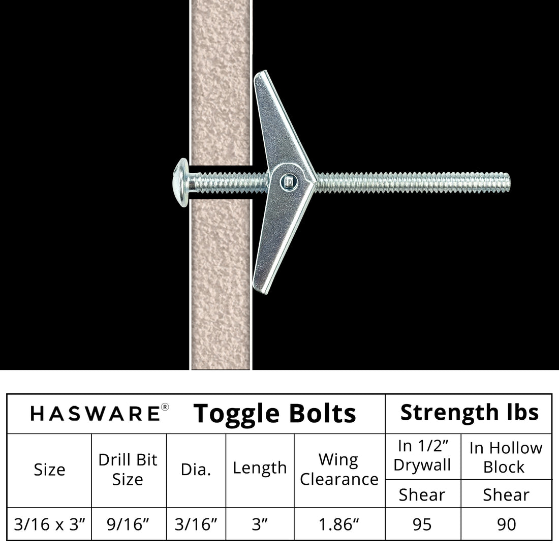 Zinc Plated Steel Toggle Bolt