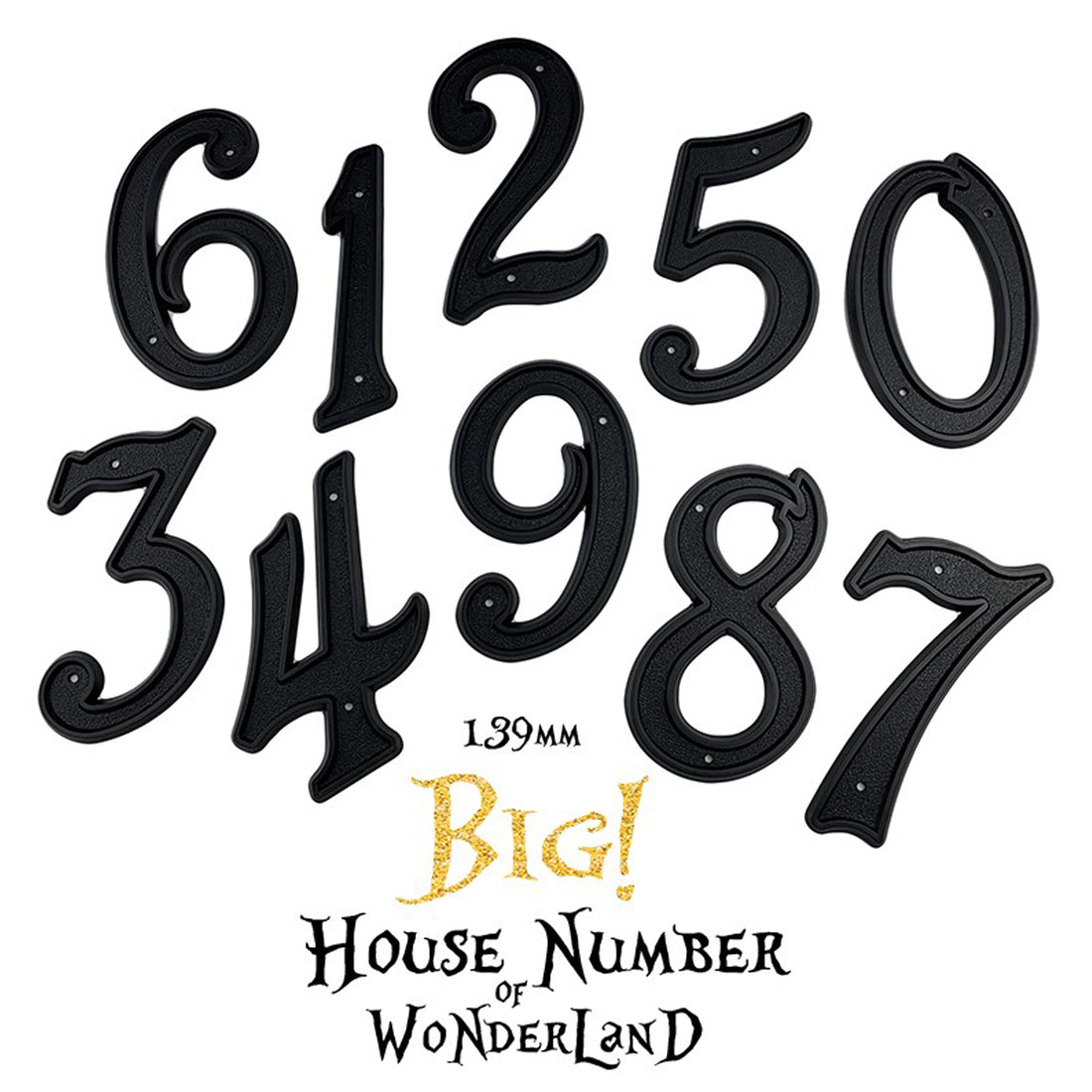 5.5 Inch (13.9 cm) House Number, Black ABS Plastic