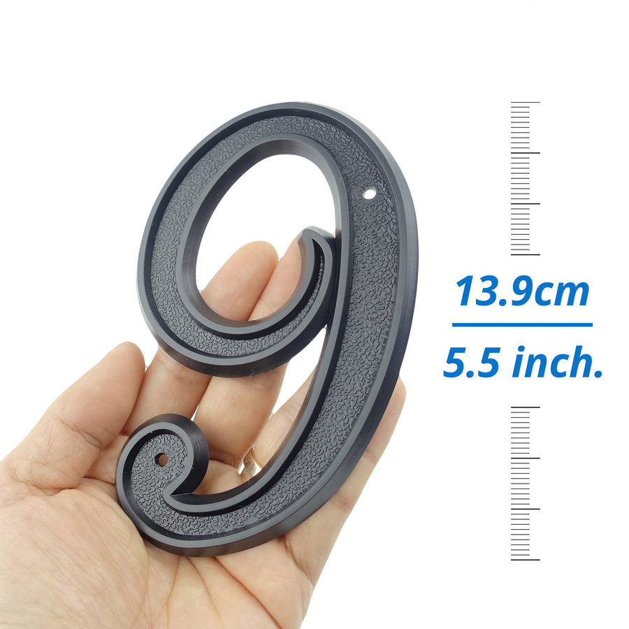 5.5 Inch (13.9 cm) House Number, Black ABS Plastic